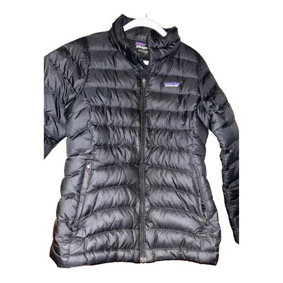 Girls Patagonia black puff jacket size M size 10 unisex - Picture 1 of 8